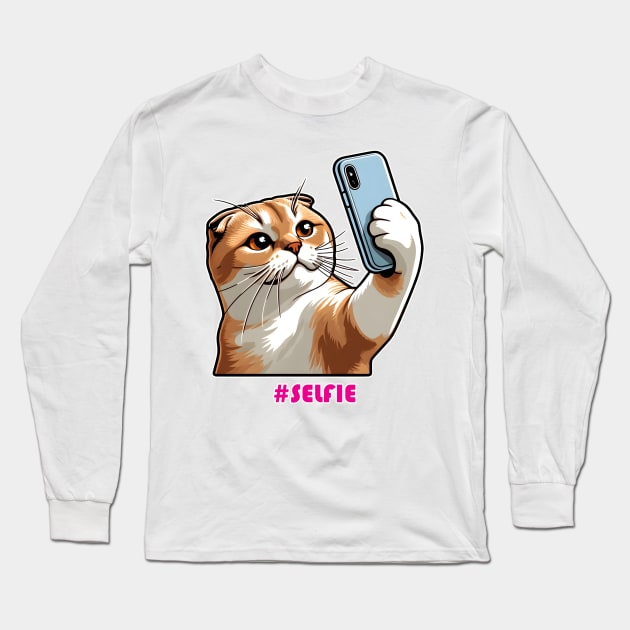 Cat Selfie Long Sleeve T-Shirt by Rawlifegraphic